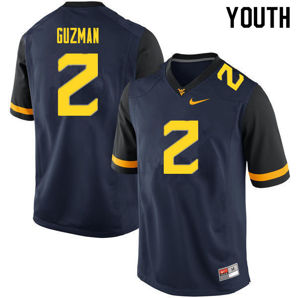 NCAA Youth Noah Guzman West Virginia Mountaineers Navy #2 Nike Stitched Football College 2020 Authentic Jersey IM23N06QZ